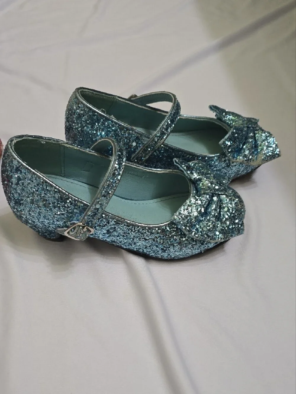 Girls Glitter Mary Jane Shoes with Bow - Red and Blue
